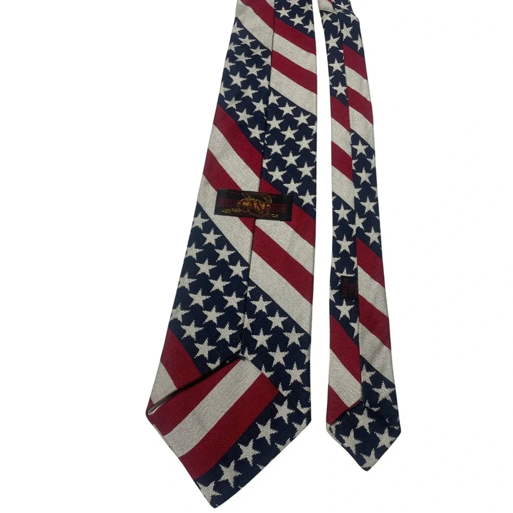 Vintage 90s Buccaneer American Flag Woven Traditional Wide Tie Men's OS